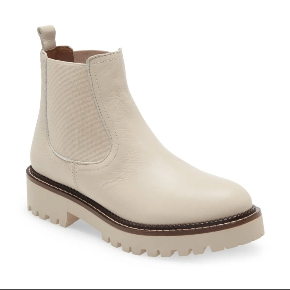 Caslon | Miller Water Resistant Lug Chelsea Boots Ivory Birch